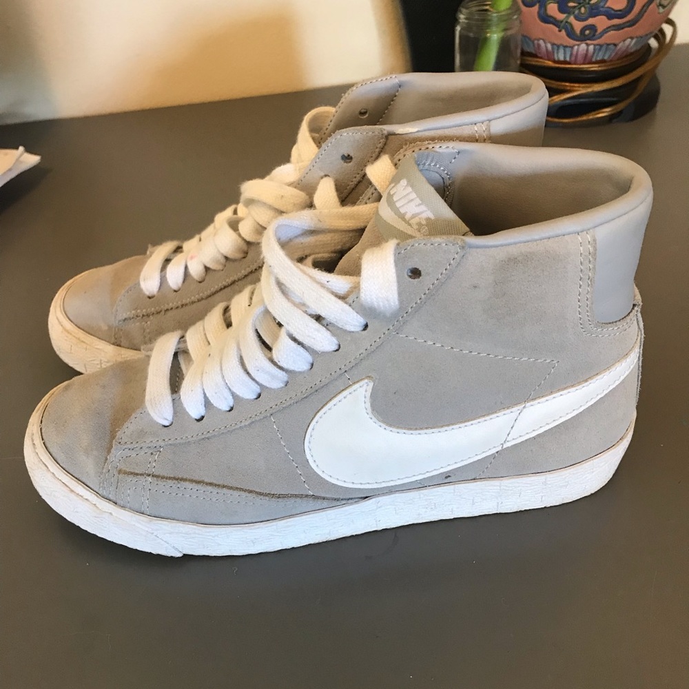 Grey suede Nike ID high tops